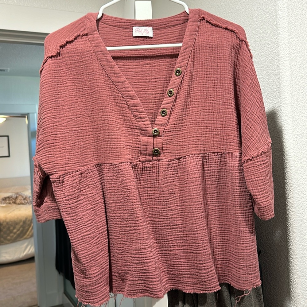 Pink lily blouse